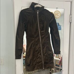 Brown Corduroy Women's zip up dress